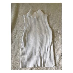 White Turtle neck sleeveless crop top
